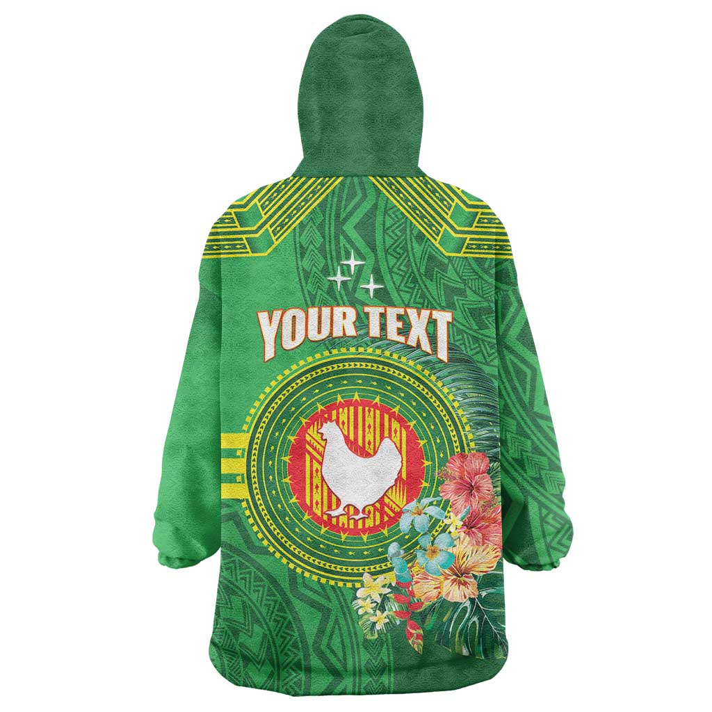 Personalized Manu'a Cession Day Wearable Blanket Hoodie Tropical Flowers With Polynesian Pattern LT14 - Polynesian Pride