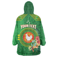 Personalized Manu'a Cession Day Wearable Blanket Hoodie Tropical Flowers With Polynesian Pattern LT14 - Polynesian Pride