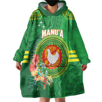 Personalized Manu'a Cession Day Wearable Blanket Hoodie Tropical Flowers With Polynesian Pattern LT14 - Polynesian Pride
