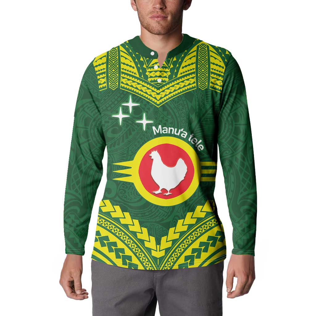Manu'a Flag Day Button Sweatshirt Polynesian Pattern National Color Proud