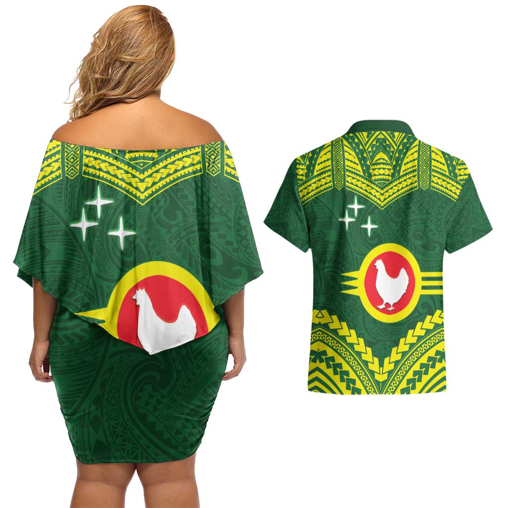 Manu'a Flag Day Couples Matching Off Shoulder Short Dress and Hawaiian Shirt Polynesian Pattern National Color Proud LT14 - Polynesian Pride
