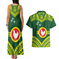 Manu'a Flag Day Couples Matching Tank Maxi Dress and Hawaiian Shirt Polynesian Pattern National Color Proud LT14 - Polynesian Pride