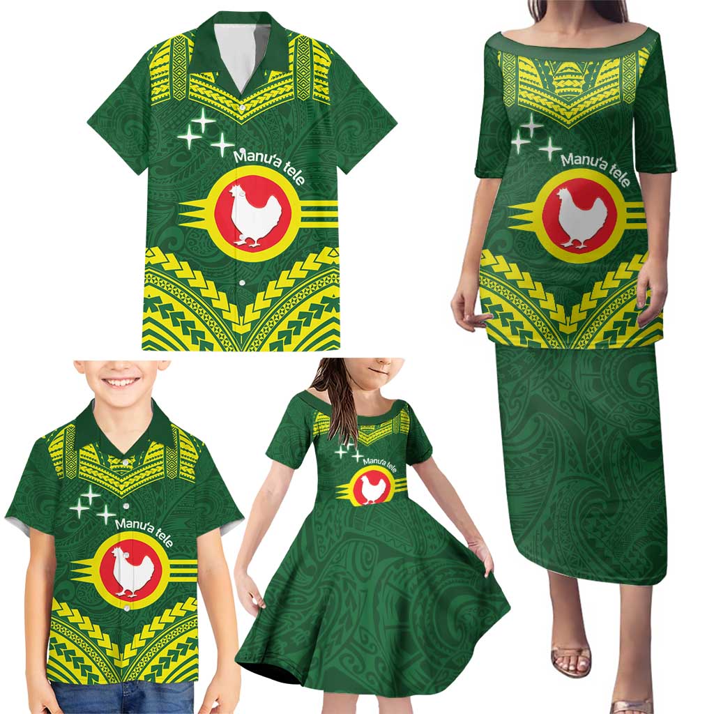 Manu'a Flag Day Family Matching Puletasi and Hawaiian Shirt Polynesian Pattern National Color Proud LT14 - Polynesian Pride