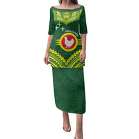 Manu'a Flag Day Family Matching Puletasi and Hawaiian Shirt Polynesian Pattern National Color Proud LT14 Mom's Dress Green - Polynesian Pride