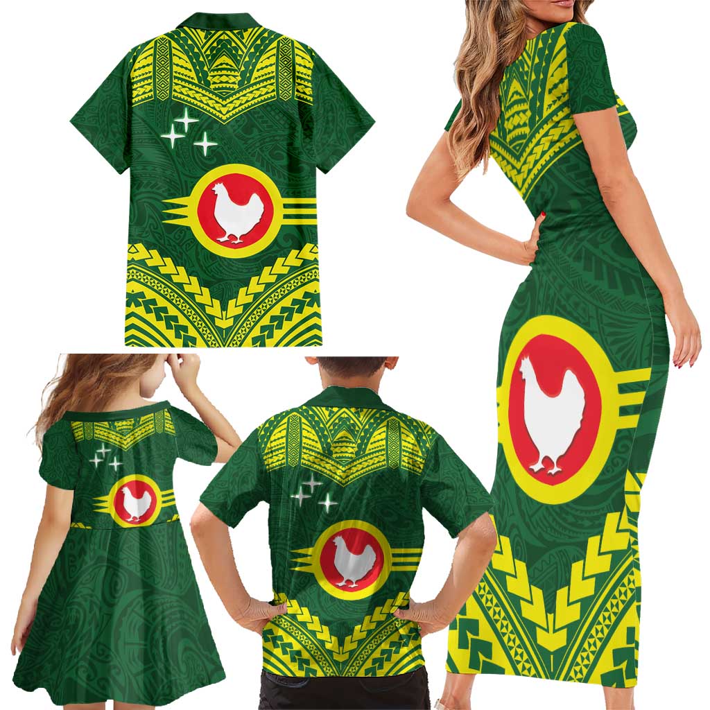 Manu'a Flag Day Family Matching Short Sleeve Bodycon Dress and Hawaiian Shirt Polynesian Pattern National Color Proud LT14 - Polynesian Pride