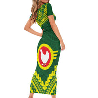 Manu'a Flag Day Family Matching Short Sleeve Bodycon Dress and Hawaiian Shirt Polynesian Pattern National Color Proud LT14 - Polynesian Pride
