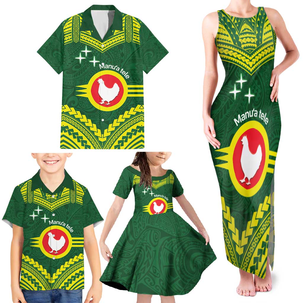 Manu'a Flag Day Family Matching Tank Maxi Dress and Hawaiian Shirt Polynesian Pattern National Color Proud LT14 - Polynesian Pride