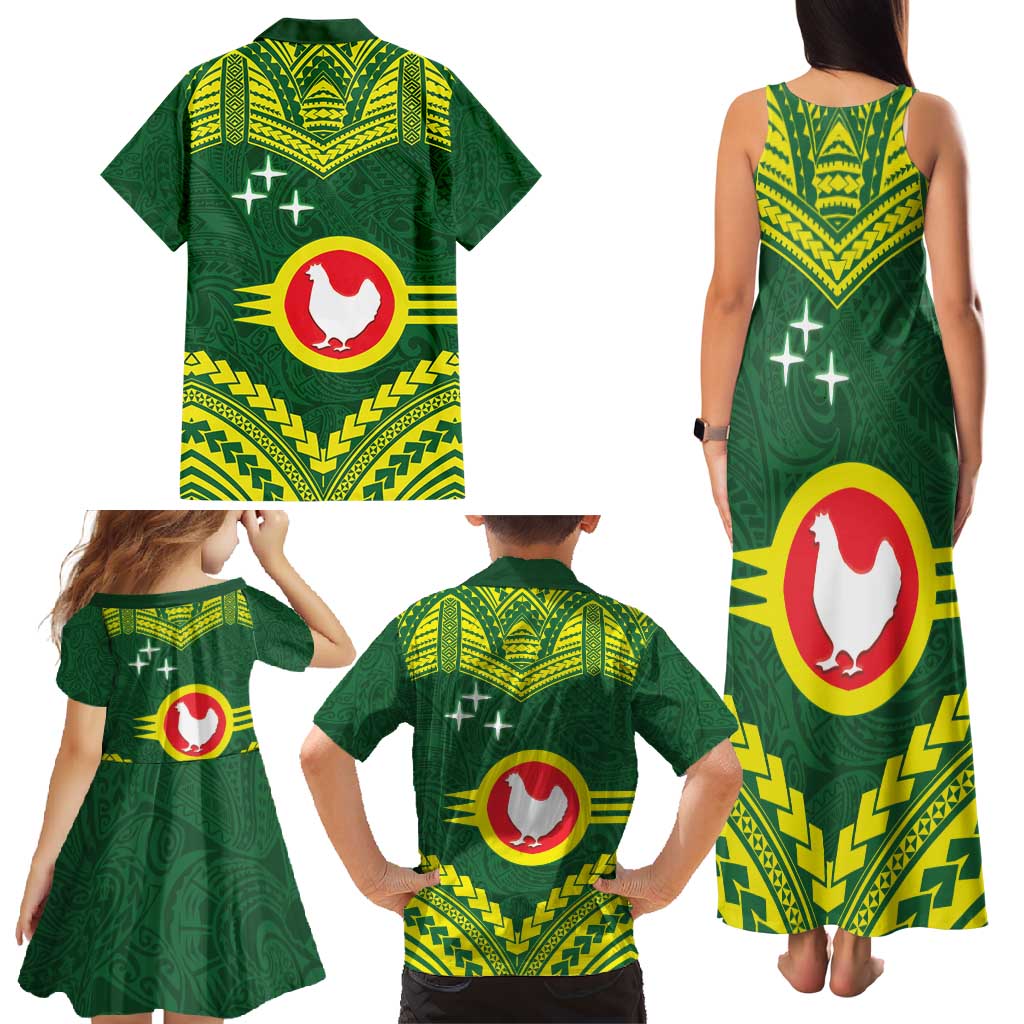 Manu'a Flag Day Family Matching Tank Maxi Dress and Hawaiian Shirt Polynesian Pattern National Color Proud LT14 - Polynesian Pride