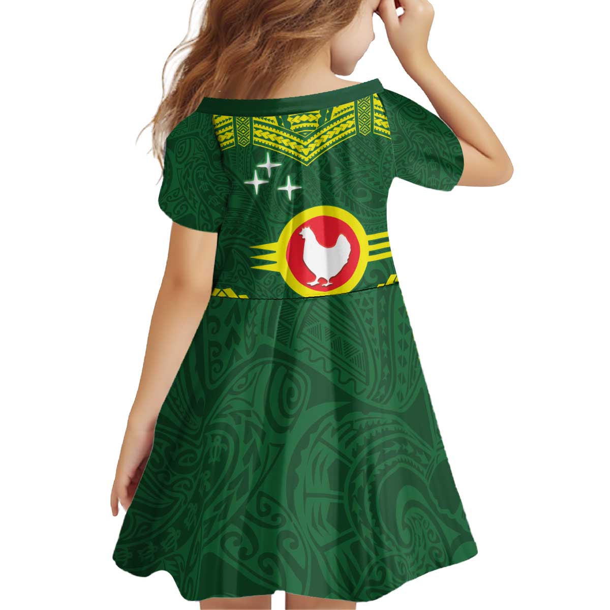Manu'a Flag Day Kid Short Sleeve Dress Polynesian Pattern National Color Proud