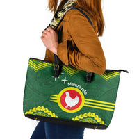 Manu'a Flag Day Leather Tote Bag Polynesian Pattern National Color Proud LT14 Green - Polynesian Pride