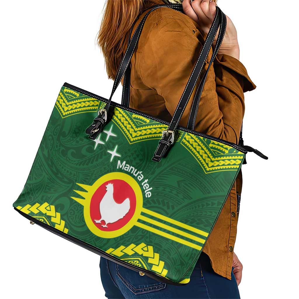 Manu'a Flag Day Leather Tote Bag Polynesian Pattern National Color Proud LT14 - Polynesian Pride
