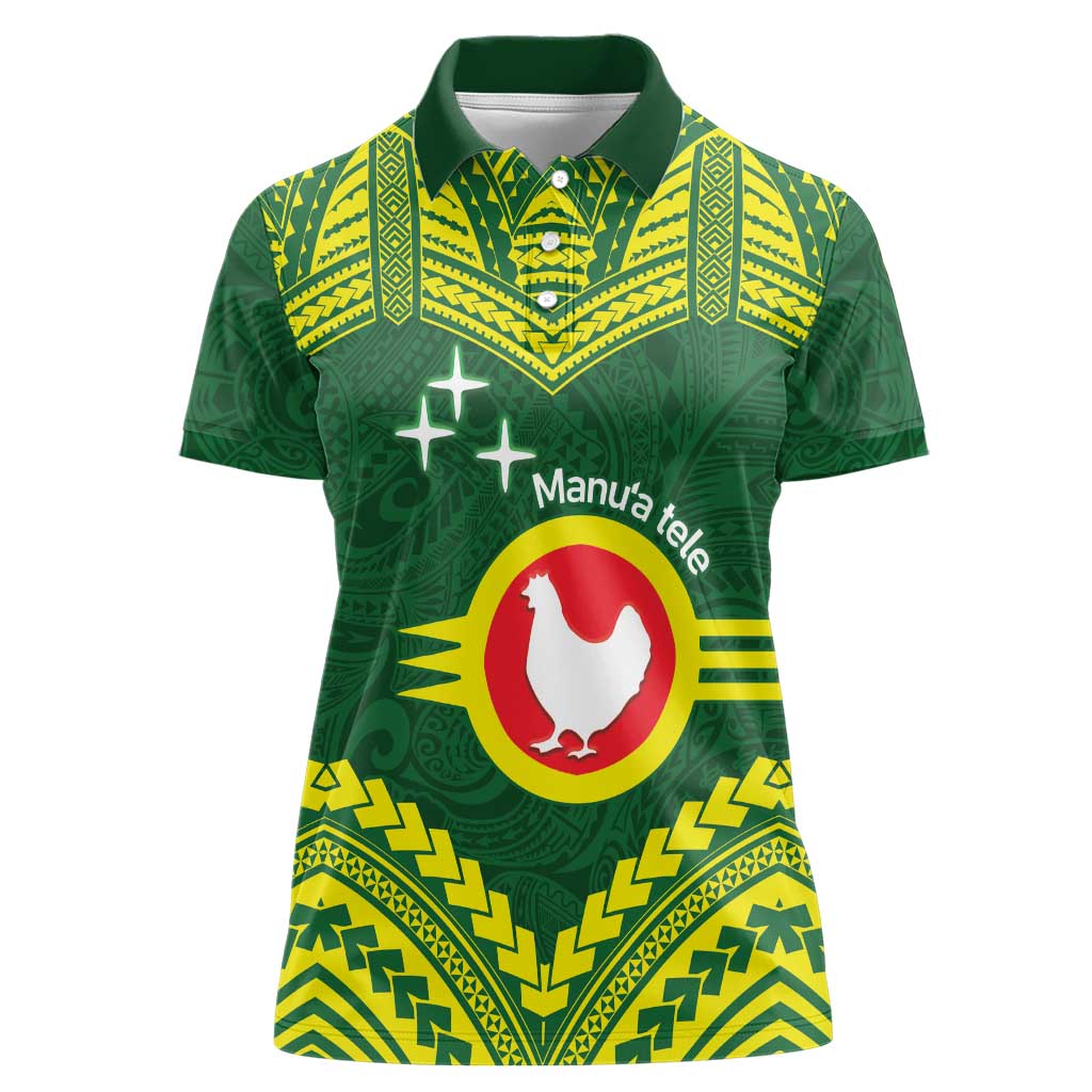 Manu'a Flag Day Women Polo Shirt Polynesian Pattern National Color Proud