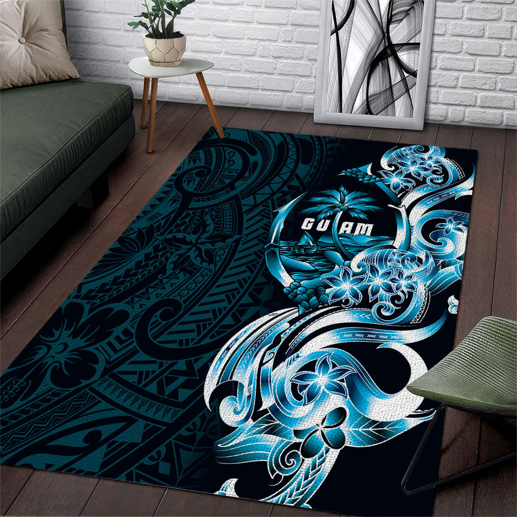Asut Guam Chamorro Area Rug Guahan Seal Tattoo LT14 Blue - Polynesian Pride