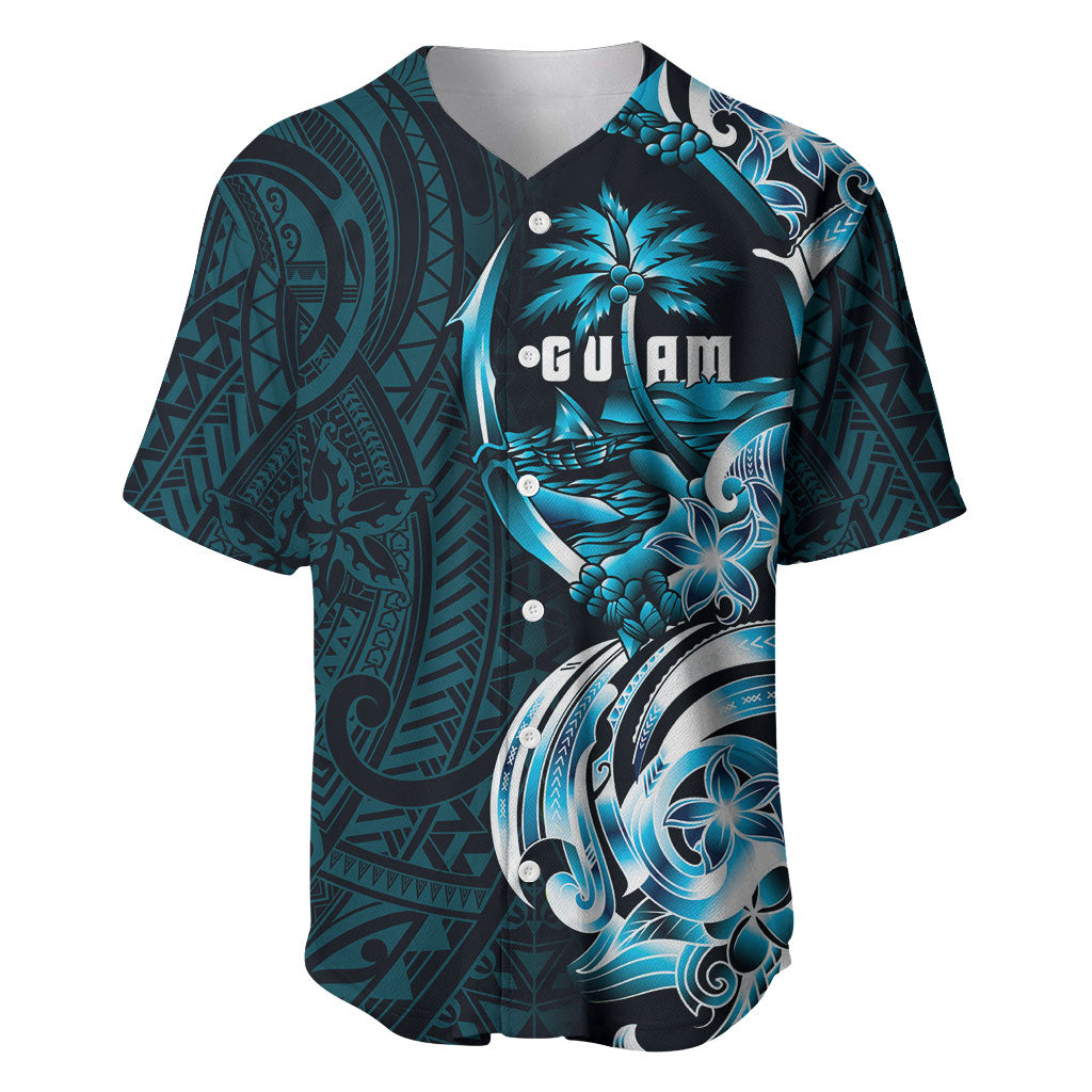 Asut Guam Chamorro Baseball Jersey Guahan Seal Tattoo LT14 Blue - Polynesian Pride