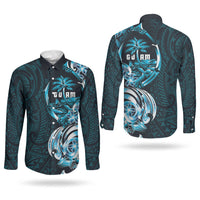 Asut Guam Chamorro Couples Matching Mermaid Dress and Long Sleeve Button Shirt Guahan Seal Tattoo LT14 - Polynesian Pride