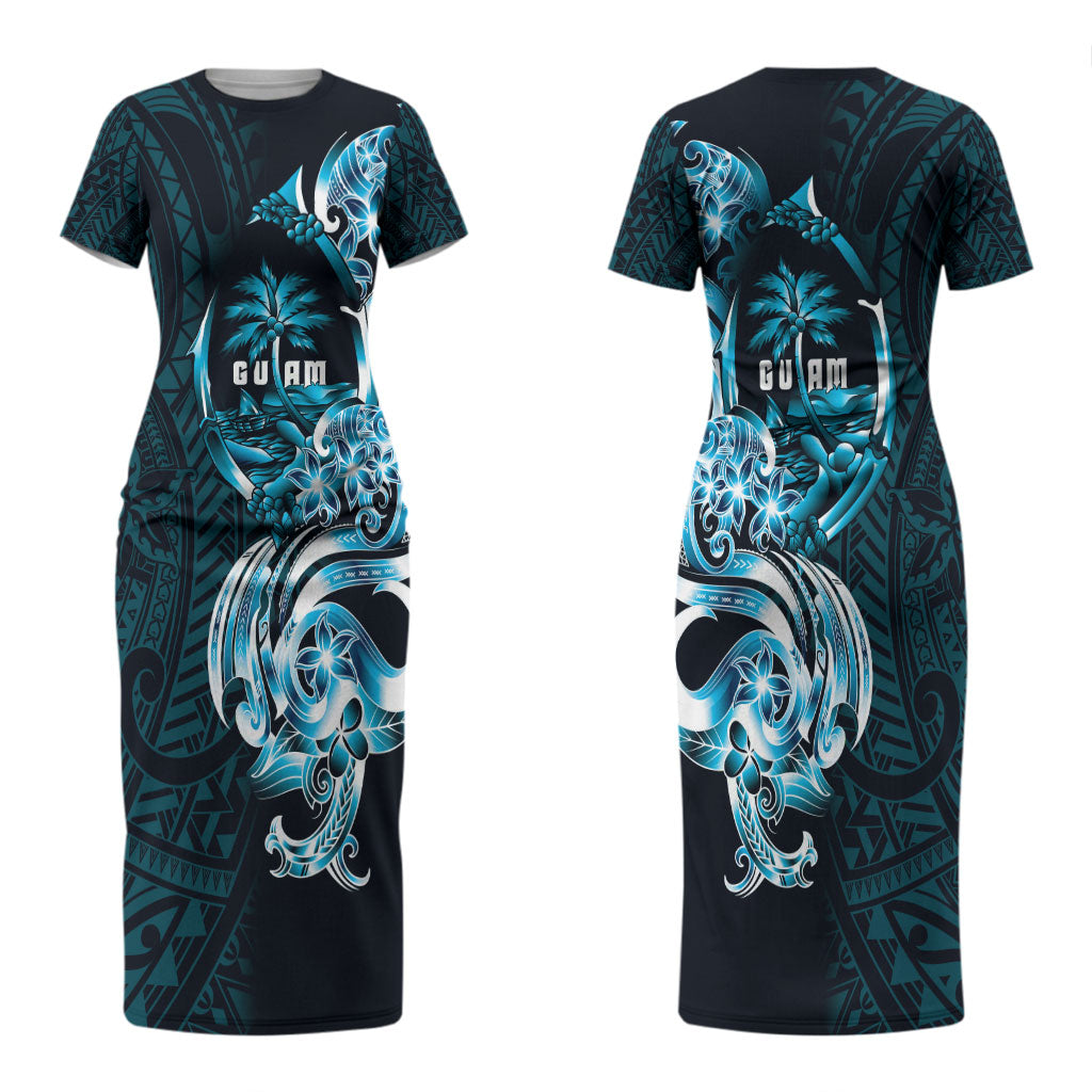 Asut Guam Chamorro Couples Matching Short Sleeve Bodycon Dress and Long Sleeve Button Shirt Guahan Seal Tattoo LT14 - Polynesian Pride