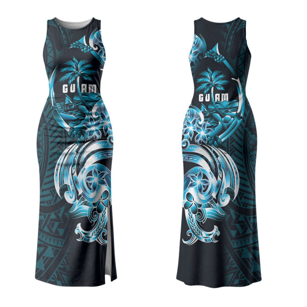 Asut Guam Chamorro Couples Matching Tank Maxi Dress and Long Sleeve Button Shirt Guahan Seal Tattoo LT14 - Polynesian Pride