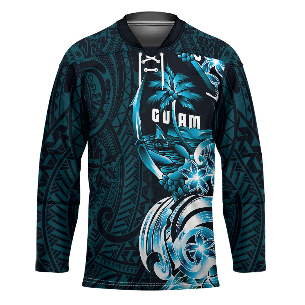 Asut Guam Chamorro Hockey Jersey Guahan Seal Tattoo LT14 Unisex Blue - Polynesian Pride