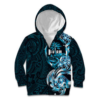 Asut Guam Chamorro Kid Hoodie Guahan Seal Tattoo LT14 Zip Hoodie Blue - Polynesian Pride