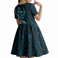 Asut Guam Chamorro Kid Short Sleeve Dress Guahan Seal Tattoo LT14 - Polynesian Pride