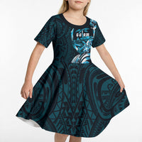 Asut Guam Chamorro Kid Short Sleeve Dress Guahan Seal Tattoo LT14 - Polynesian Pride