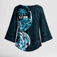 Asut Guam Chamorro Kimono Sleeve Blouse Guahan Seal Tattoo LT14 - Polynesian Pride