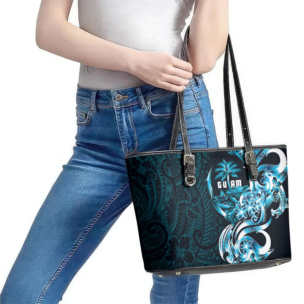 Asut Guam Chamorro Leather Tote Bag Guahan Seal Tattoo LT14 - Polynesian Pride