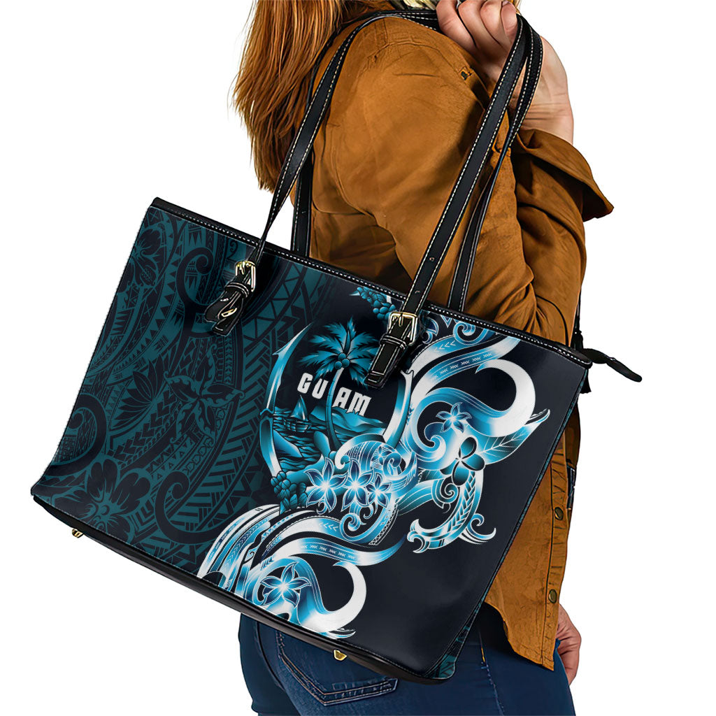 Asut Guam Chamorro Leather Tote Bag Guahan Seal Tattoo LT14 - Polynesian Pride