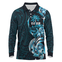 Asut Guam Chamorro Long Sleeve Polo Shirt Guahan Seal Tattoo LT14 Blue - Polynesian Pride