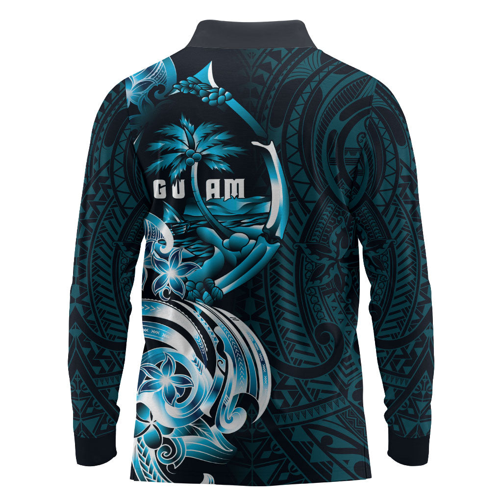 Asut Guam Chamorro Long Sleeve Polo Shirt Guahan Seal Tattoo LT14 - Polynesian Pride