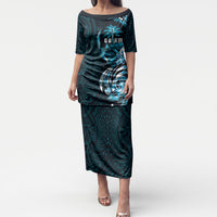 Asut Guam Chamorro Puletasi Guahan Seal Tattoo LT14 Long Dress Blue - Polynesian Pride