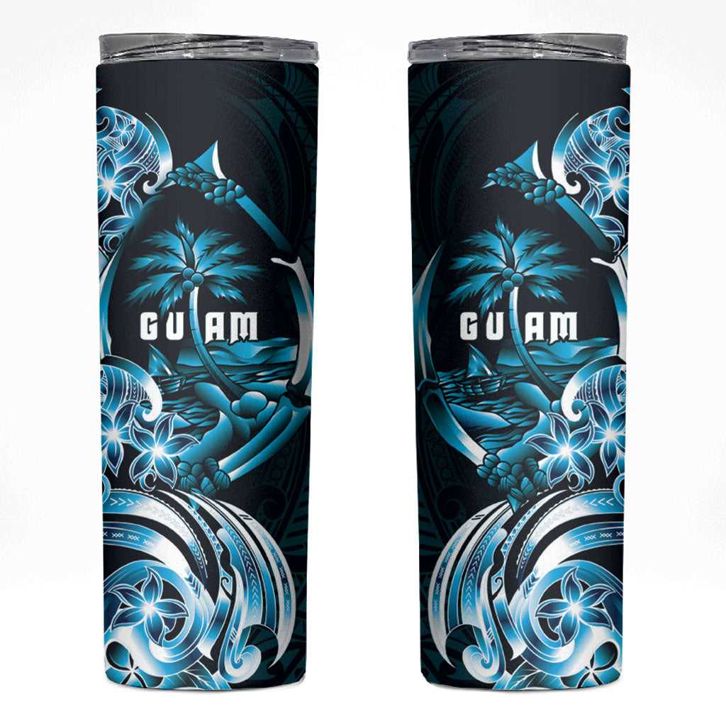 Asut Guam Chamorro Skinny Tumbler Guahan Seal Tattoo LT14 Blue - Polynesian Pride