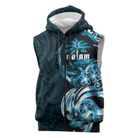 Asut Guam Chamorro Sleeveless Zip Hoodie Guahan Seal Tattoo LT14 Blue - Polynesian Pride