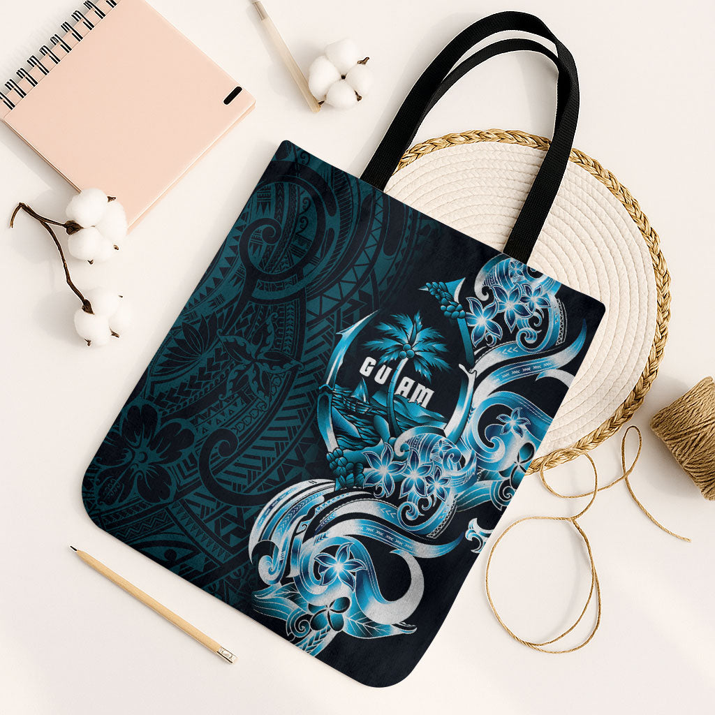 Asut Guam Chamorro Tote Bag Guahan Seal Tattoo LT14 Black Strap One Size Blue - Polynesian Pride