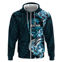 Asut Guam Chamorro Zip Hoodie Guahan Seal Tattoo LT14 Zip Hoodie Blue - Polynesian Pride