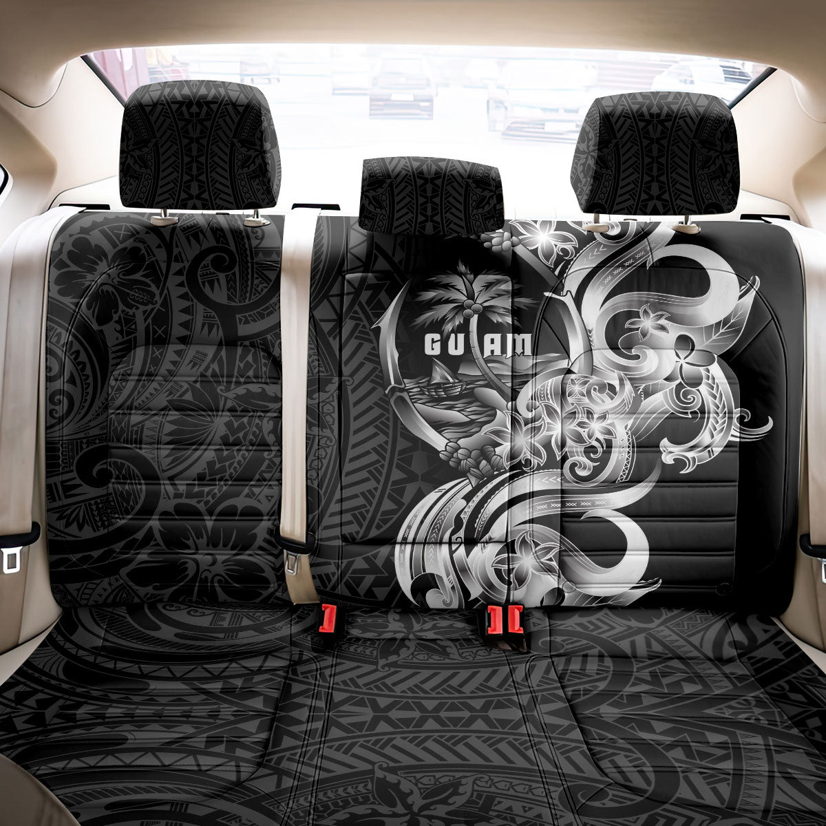 Attelong Guam Chamorro Back Car Seat Cover Guahan Seal Tattoo LT14 - Polynesian Pride