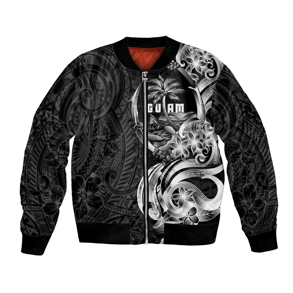Attelong Guam Chamorro Bomber Jacket Guahan Seal Tattoo LT14 Unisex Black - Polynesian Pride