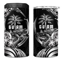 Attelong Guam Chamorro 4 in 1 Can Cooler Tumbler Guahan Seal Tattoo LT14 One Size: 16 oz Black - Polynesian Pride