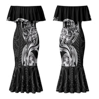 Attelong Guam Chamorro Couples Matching Mermaid Dress and Long Sleeve Button Shirt Guahan Seal Tattoo LT14 - Polynesian Pride