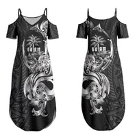 Attelong Guam Chamorro Couples Matching Summer Maxi Dress and Hawaiian Shirt Guahan Seal Tattoo LT14 - Polynesian Pride