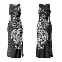 Attelong Guam Chamorro Couples Matching Tank Maxi Dress and Long Sleeve Button Shirt Guahan Seal Tattoo LT14 - Polynesian Pride