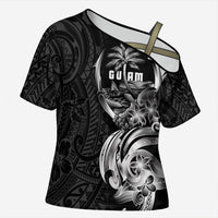 Attelong Guam Chamorro Cross Shoulder Shirt Guahan Seal Tattoo LT14 Female Black - Polynesian Pride