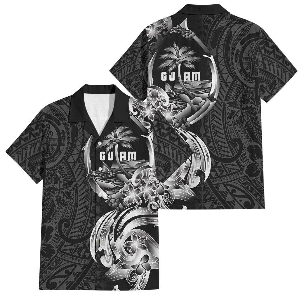 Attelong Guam Chamorro Family Matching Short Sleeve Bodycon Dress and Hawaiian Shirt Guahan Seal Tattoo LT14 Dad's Shirt - Short Sleeve Black - Polynesian Pride