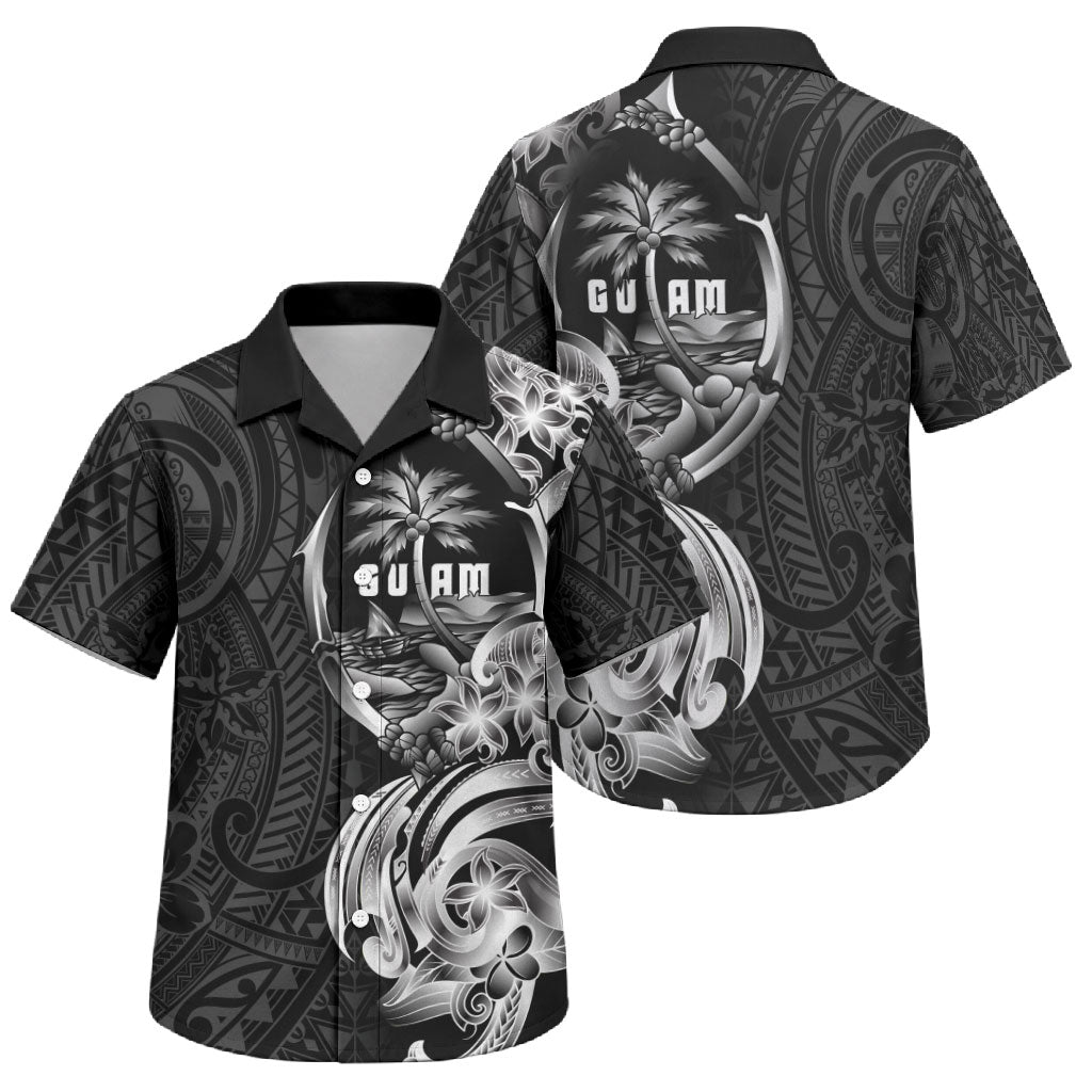Attelong Guam Chamorro Family Matching Short Sleeve Bodycon Dress and Hawaiian Shirt Guahan Seal Tattoo LT14 Son's Shirt Black - Polynesian Pride