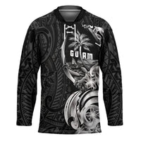 Attelong Guam Chamorro Hockey Jersey Guahan Seal Tattoo LT14 Unisex Black - Polynesian Pride