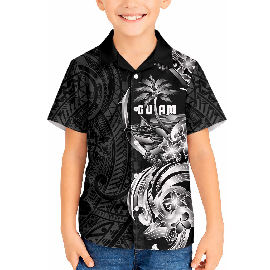 Attelong Guam Chamorro Kid Hawaiian Shirt Guahan Seal Tattoo LT14 Kid Black - Polynesian Pride