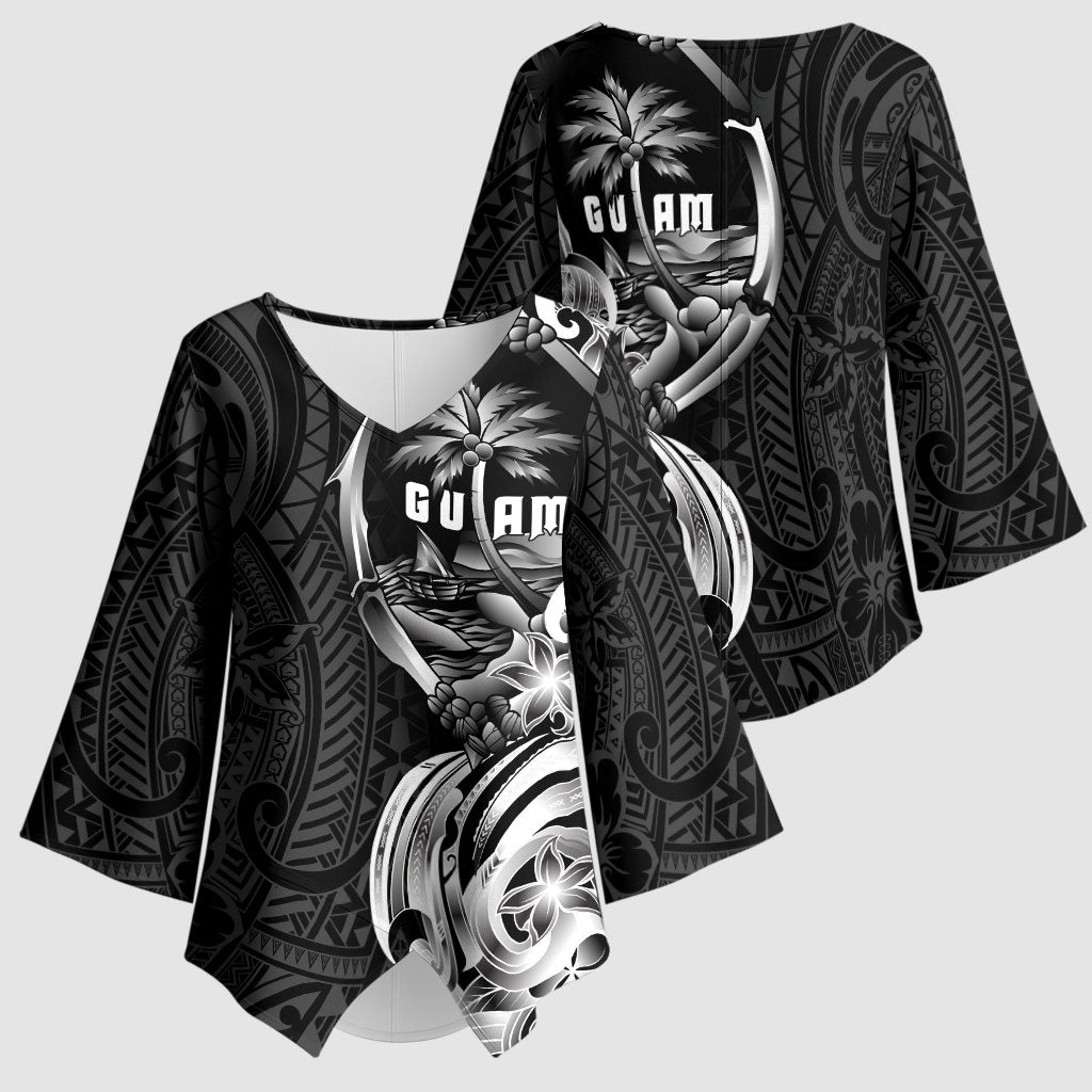 Attelong Guam Chamorro Kimono Sleeve Blouse Guahan Seal Tattoo LT14 - Polynesian Pride