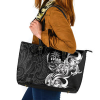 Attelong Guam Chamorro Leather Tote Bag Guahan Seal Tattoo LT14 Black - Polynesian Pride