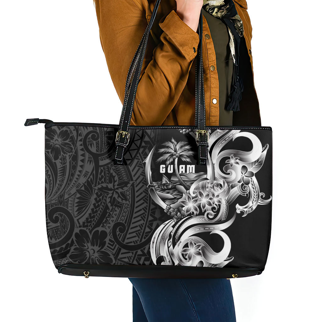 Attelong Guam Chamorro Leather Tote Bag Guahan Seal Tattoo LT14 - Polynesian Pride