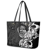 Attelong Guam Chamorro Leather Tote Bag Guahan Seal Tattoo LT14 - Polynesian Pride